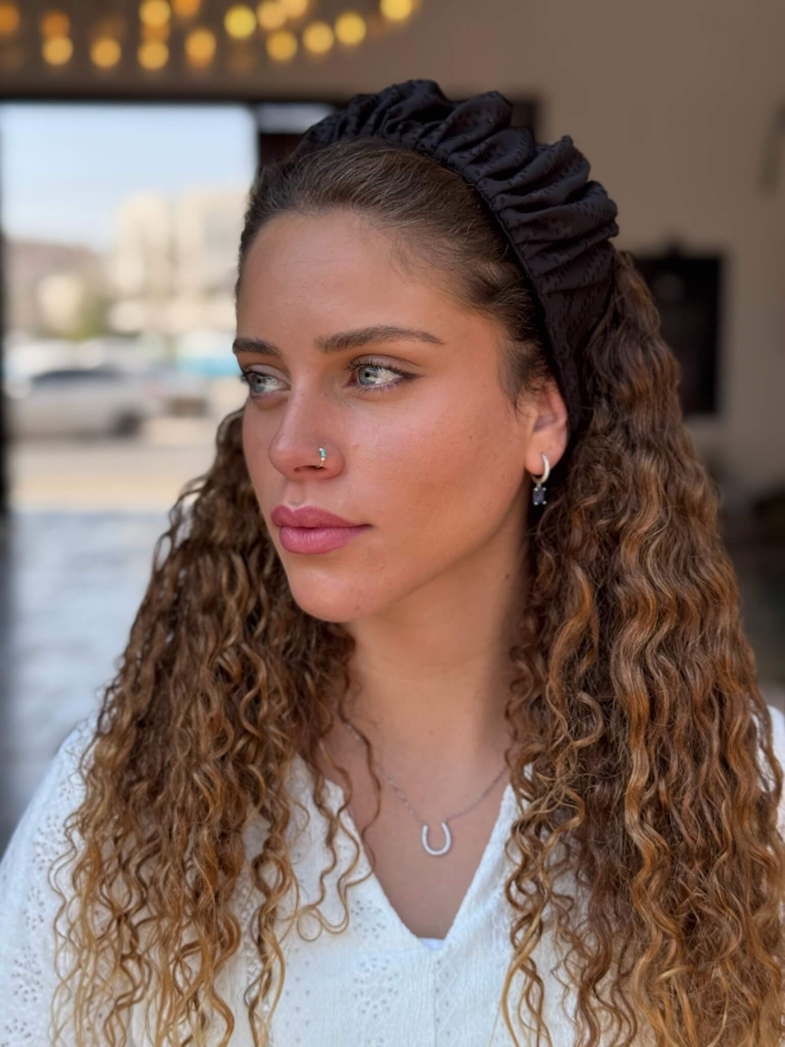 קשת לשיער שיפון מיוחד שחור חלק צורות