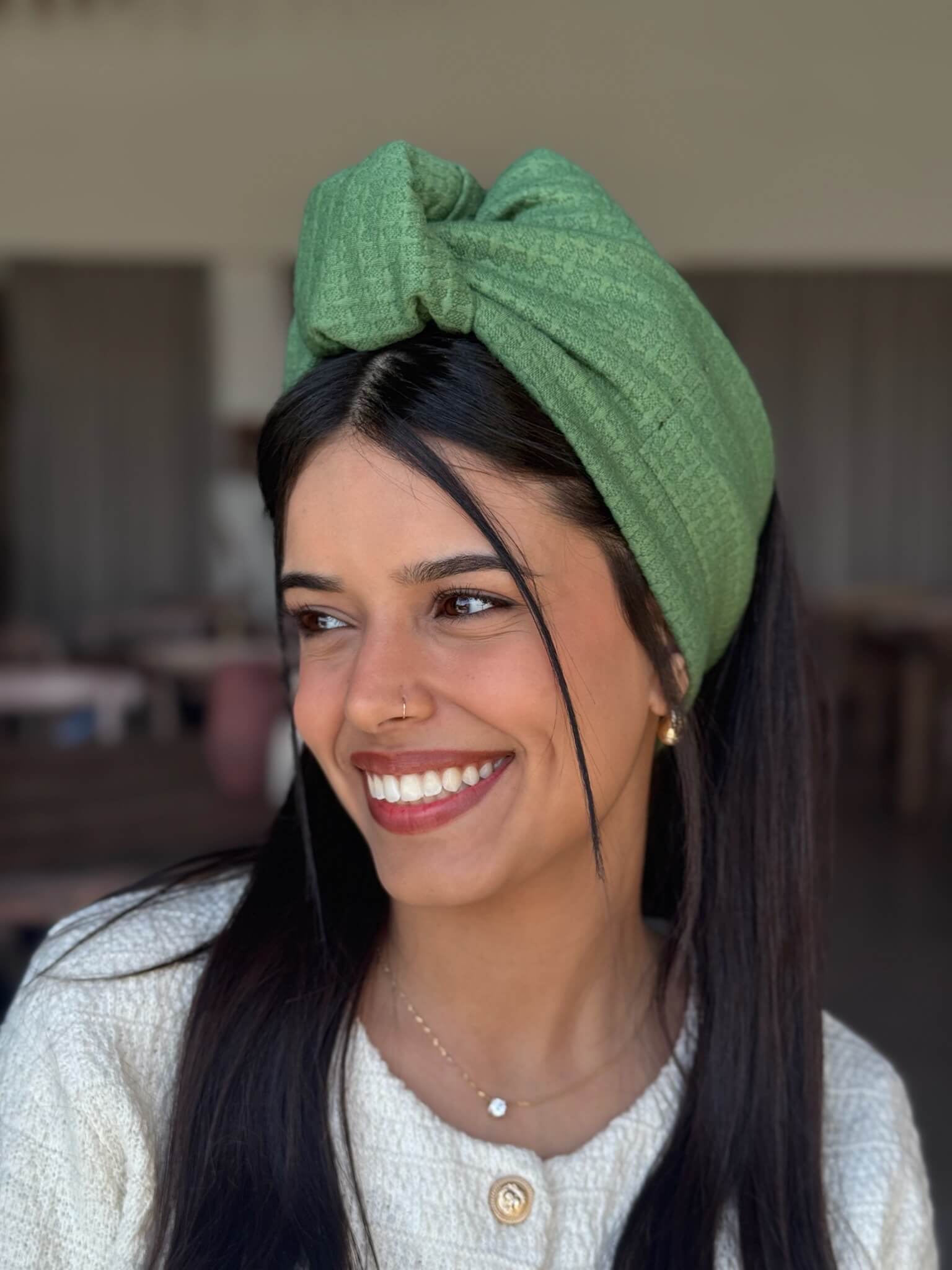 סרט קשירה לשיער בד מיחוד ירוק דשא