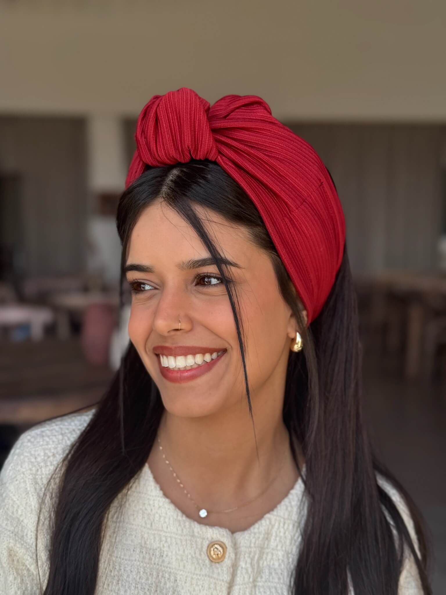 סרט קשירה לשיער חמרה כהה פסים