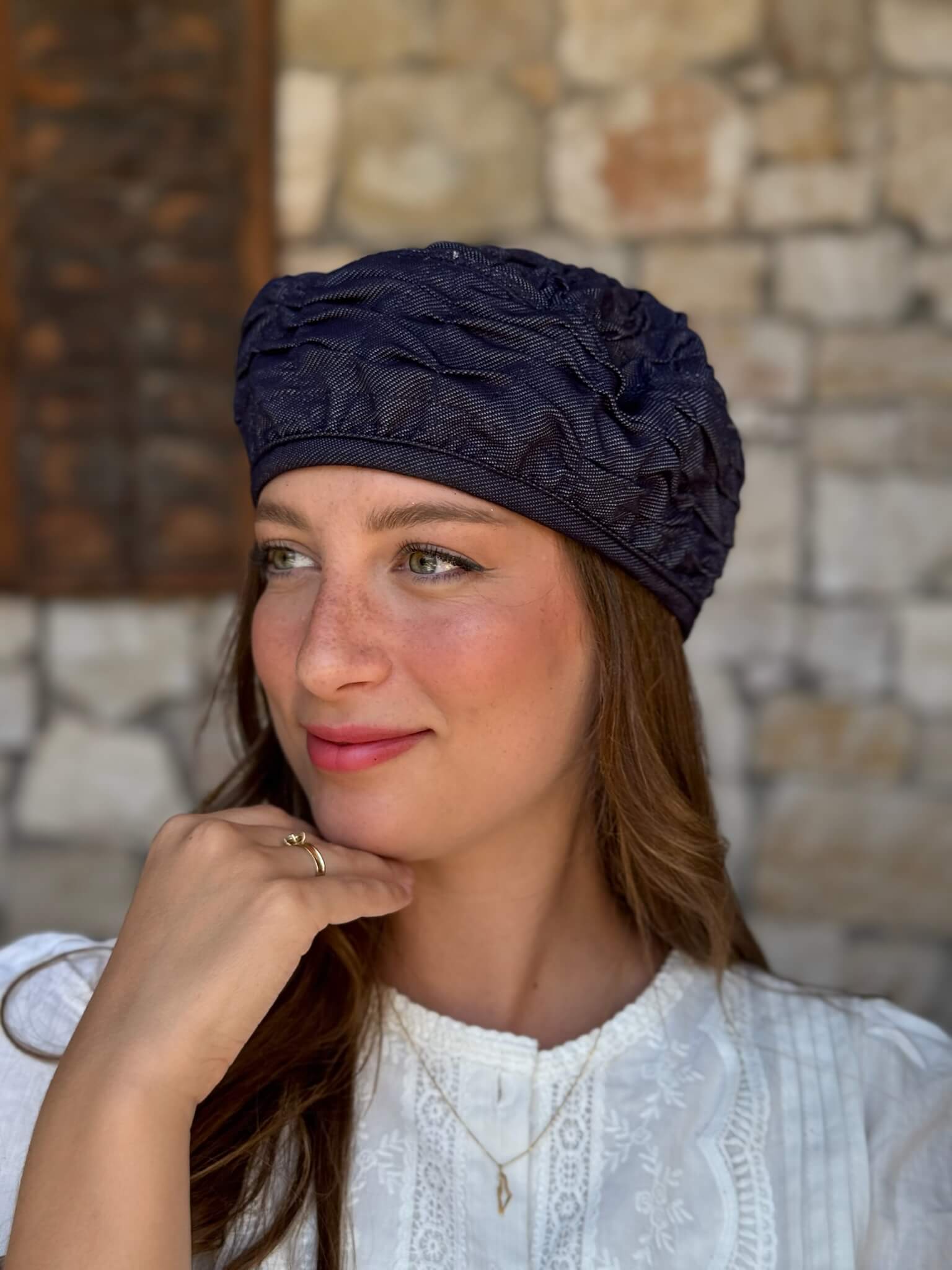 ברט כותנה גינס כחול קלאסי לארג