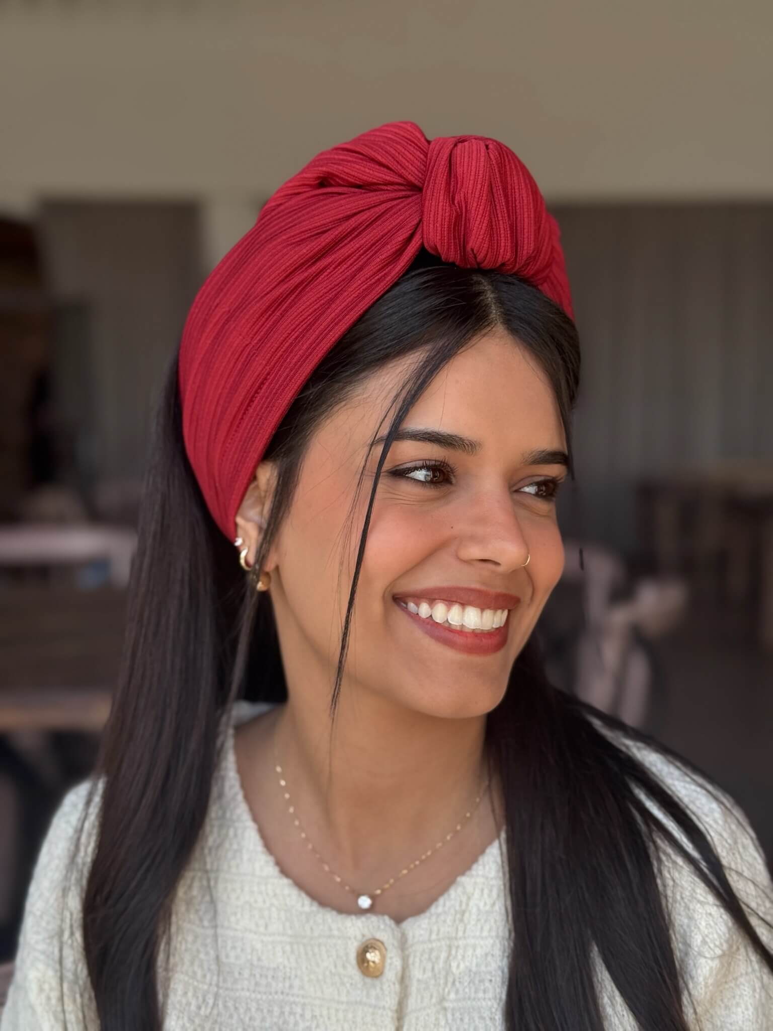 סרט קשירה לשיער חמרה כהה פסים