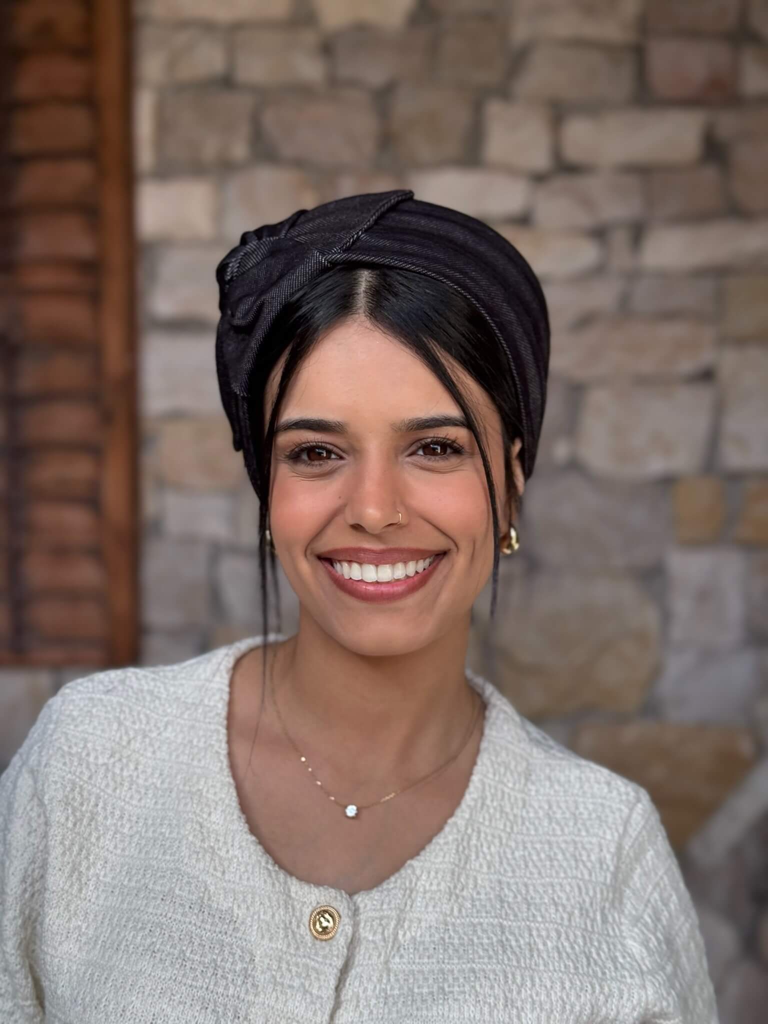 מטפחת ראש דמוי גינס שחור