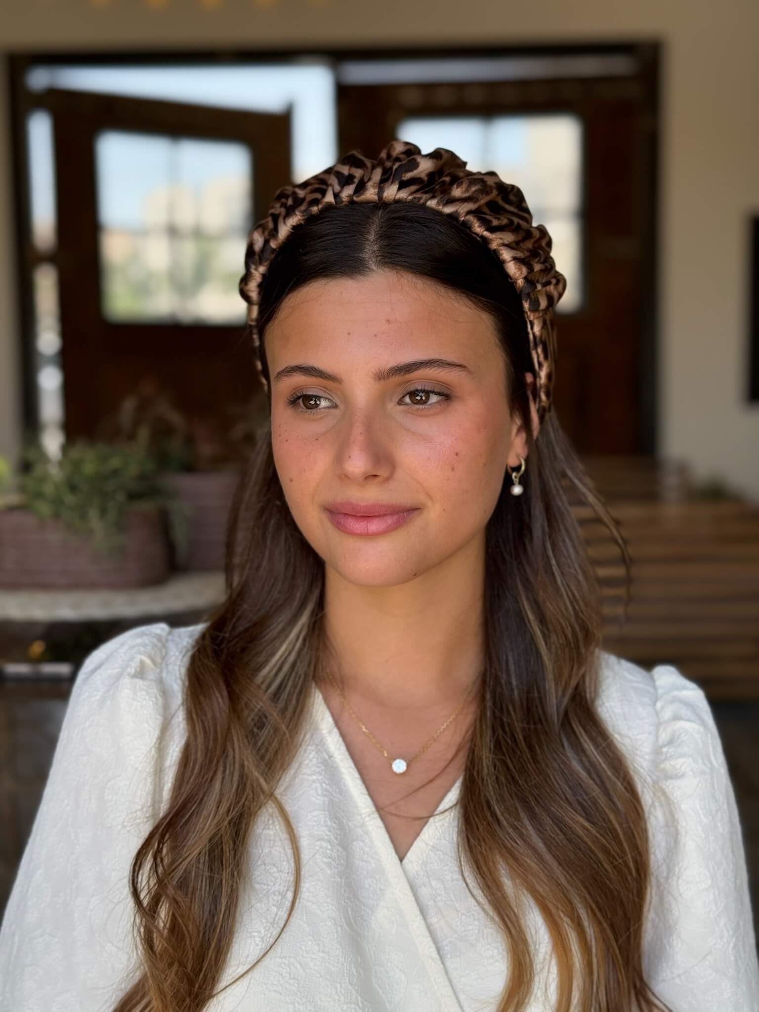 קשת לשיער שיפון מנומר קלאסי
