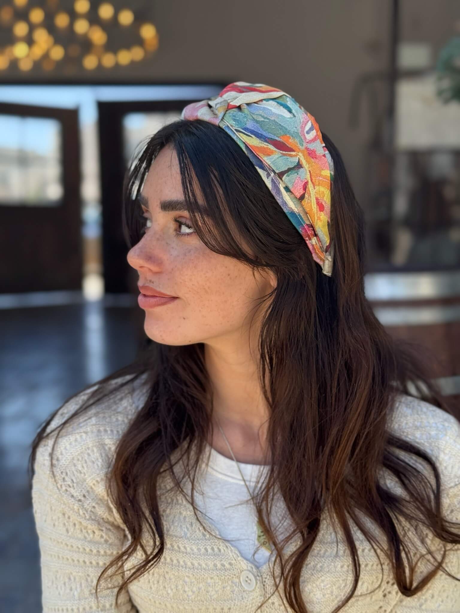 קשת לשיער שיפון ציבעוני מקושקש