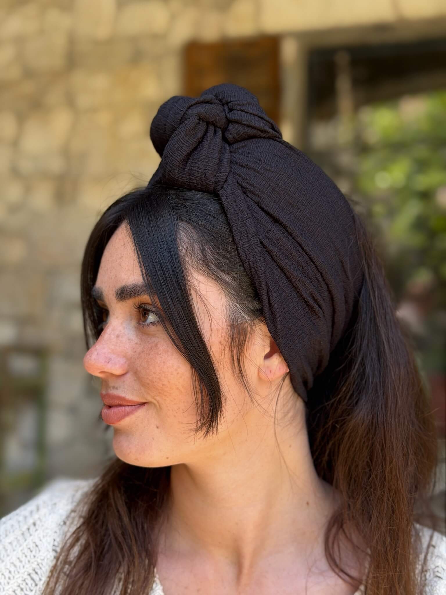 סרט קשירה לשיער בד כוורת שחור
