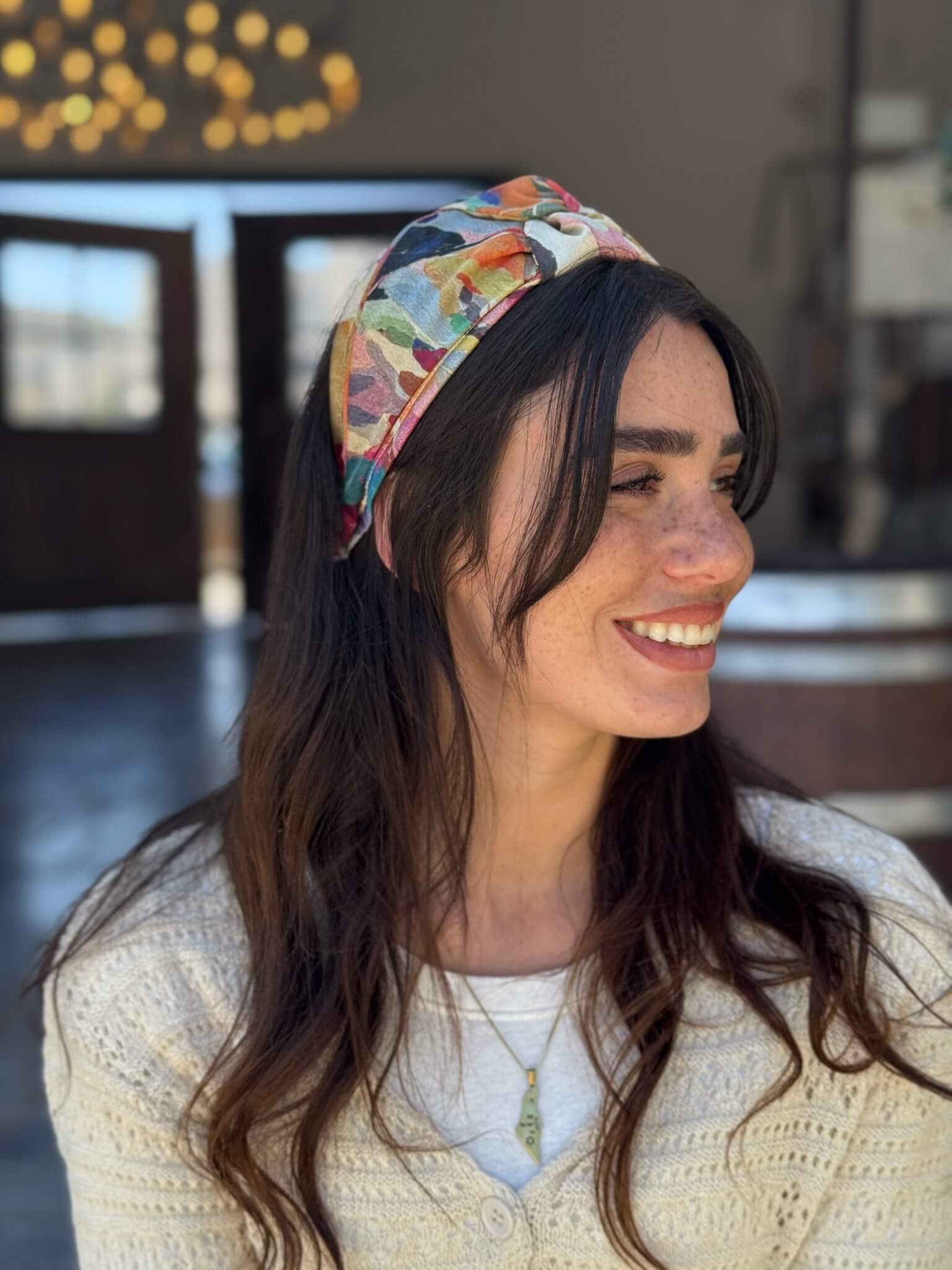 קשת לשיער שיפון ציבעוני מקושקש