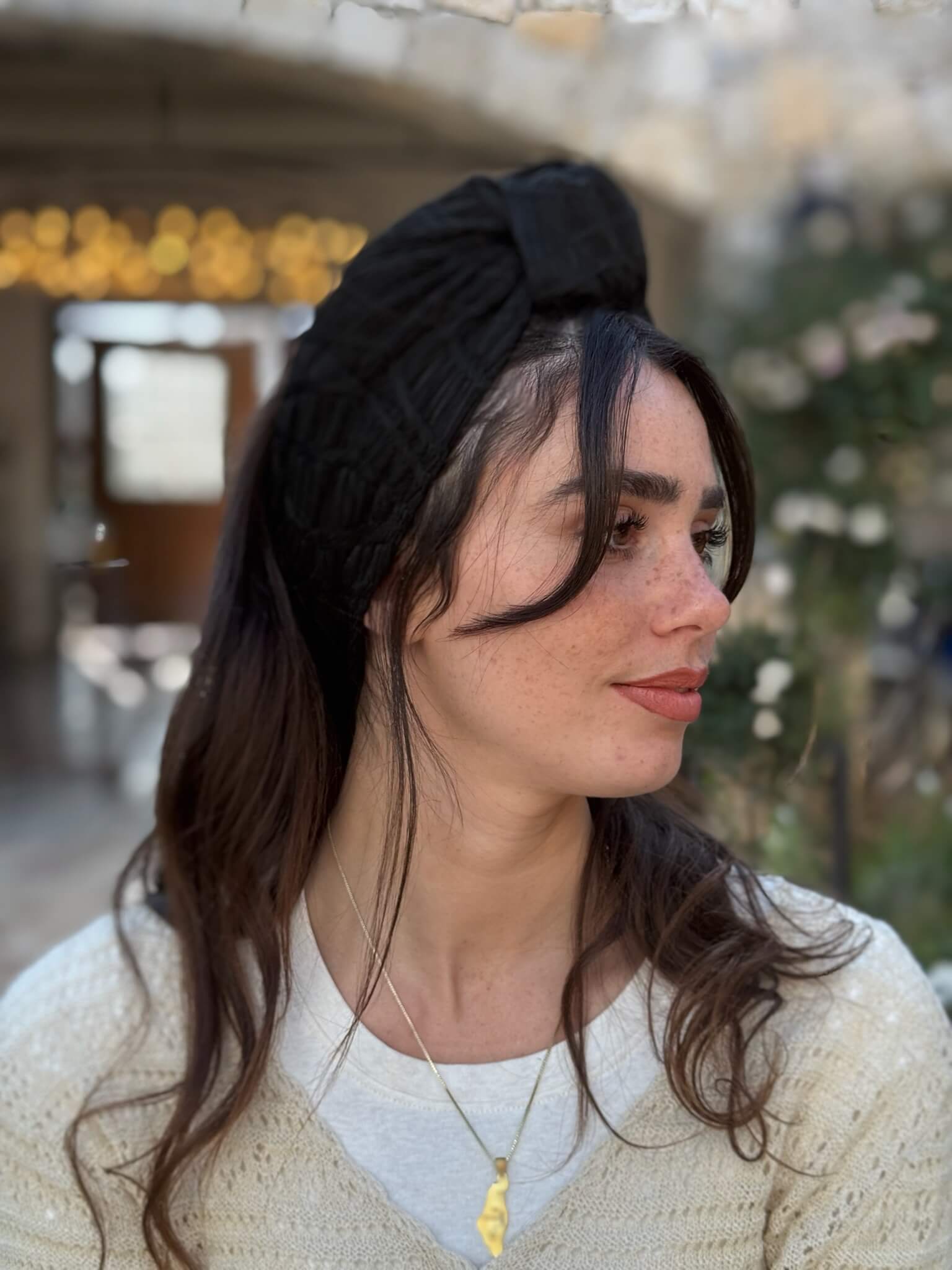 סרט קשירה לשיער בד קומות שחור חלק