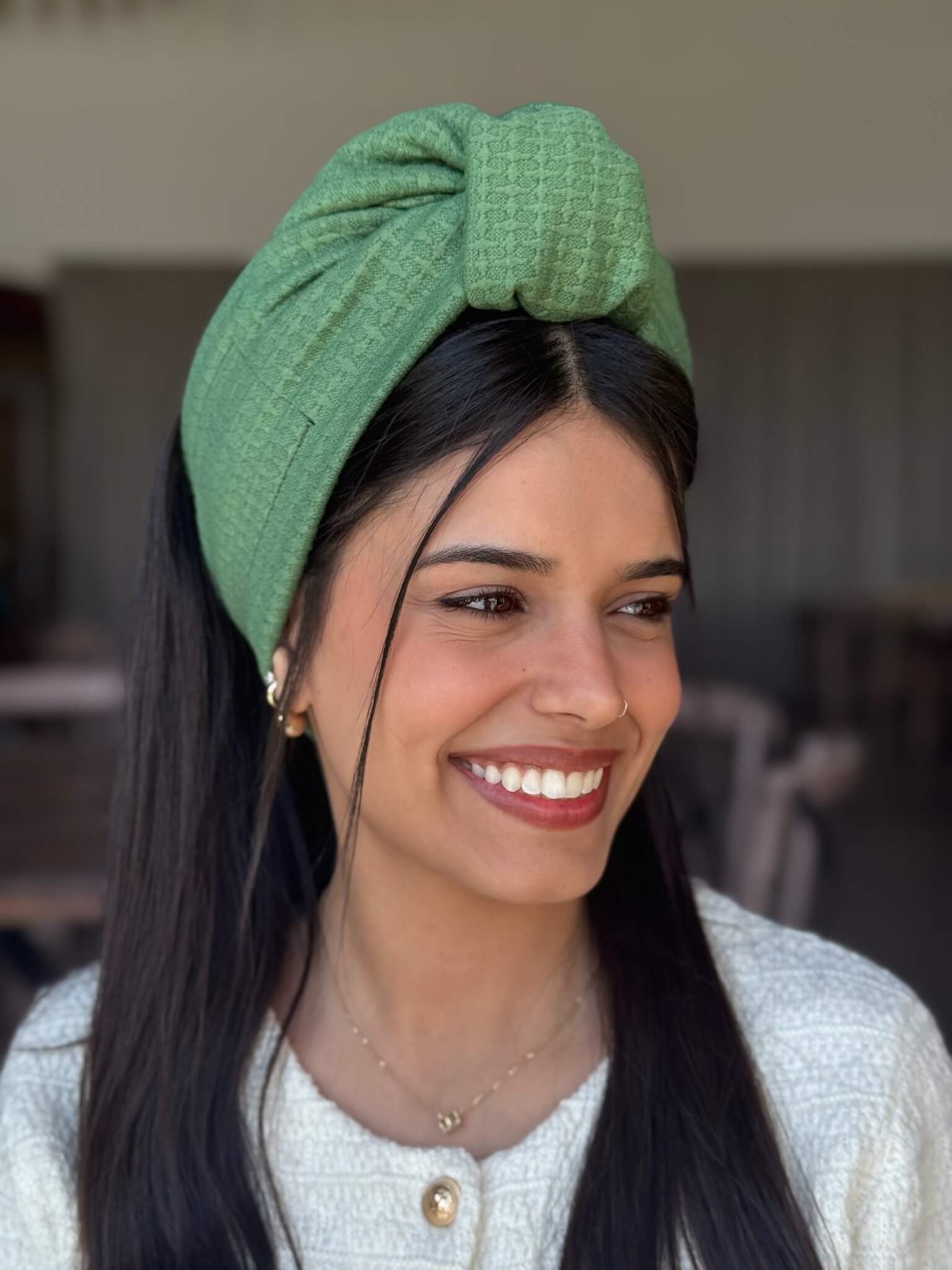 סרט קשירה לשיער בד מיחוד ירוק דשא