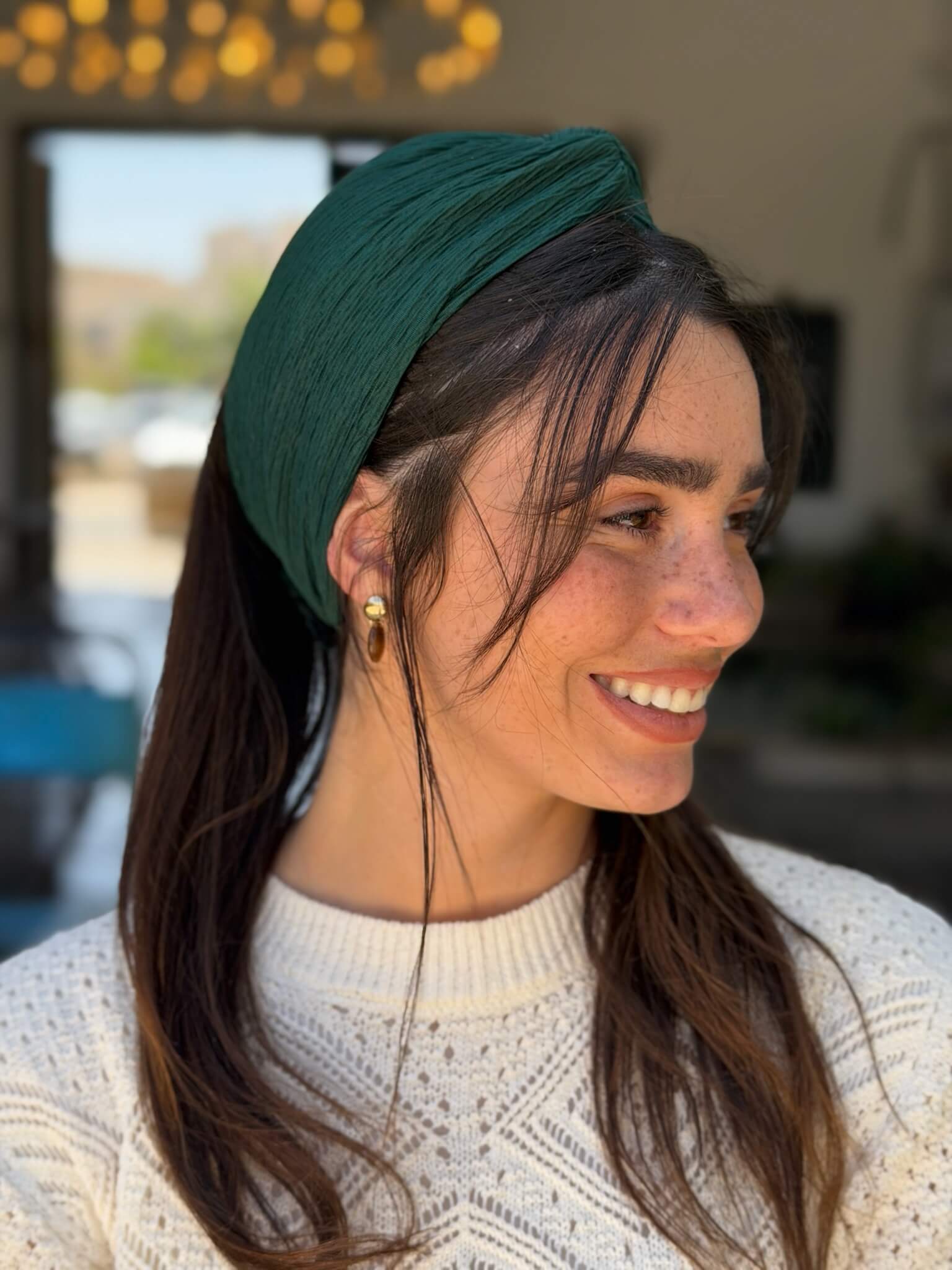 מיני טורבן בד מיני פליסה ירוק בקבוק