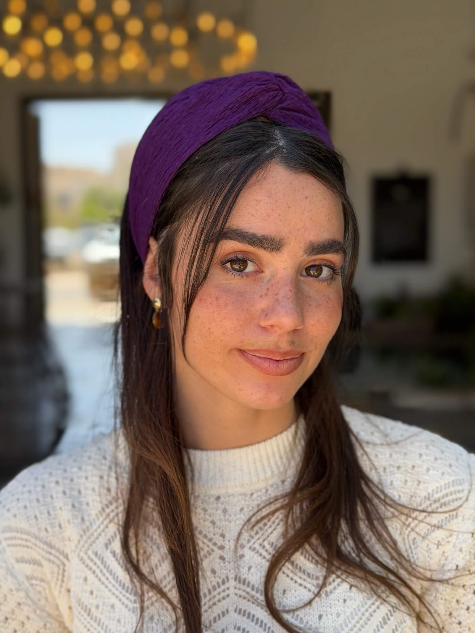 מיני טורבן בד מיני פליסה סגול חציל