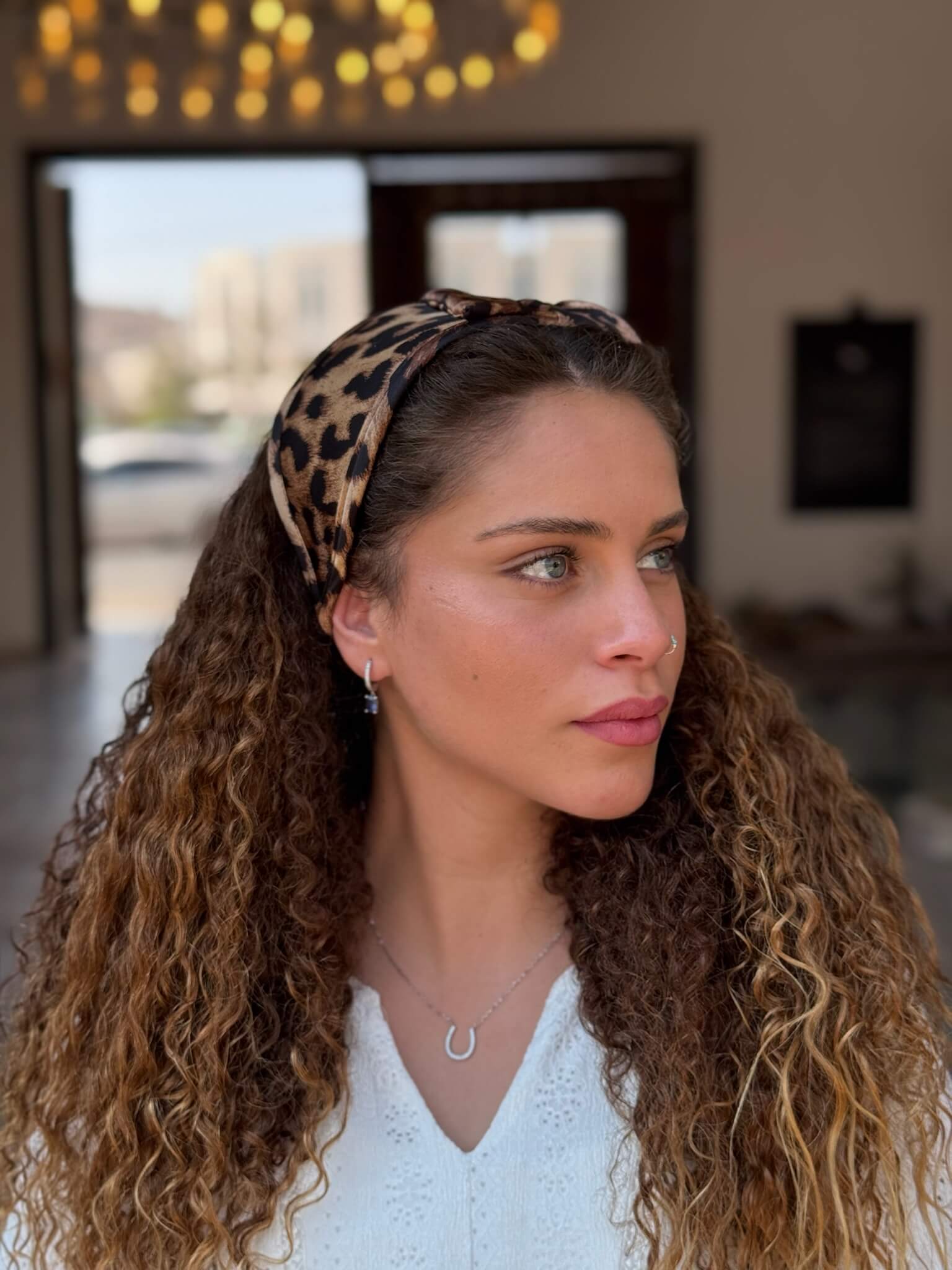 קשת לשיער שיפון מנומר חום קלאסי