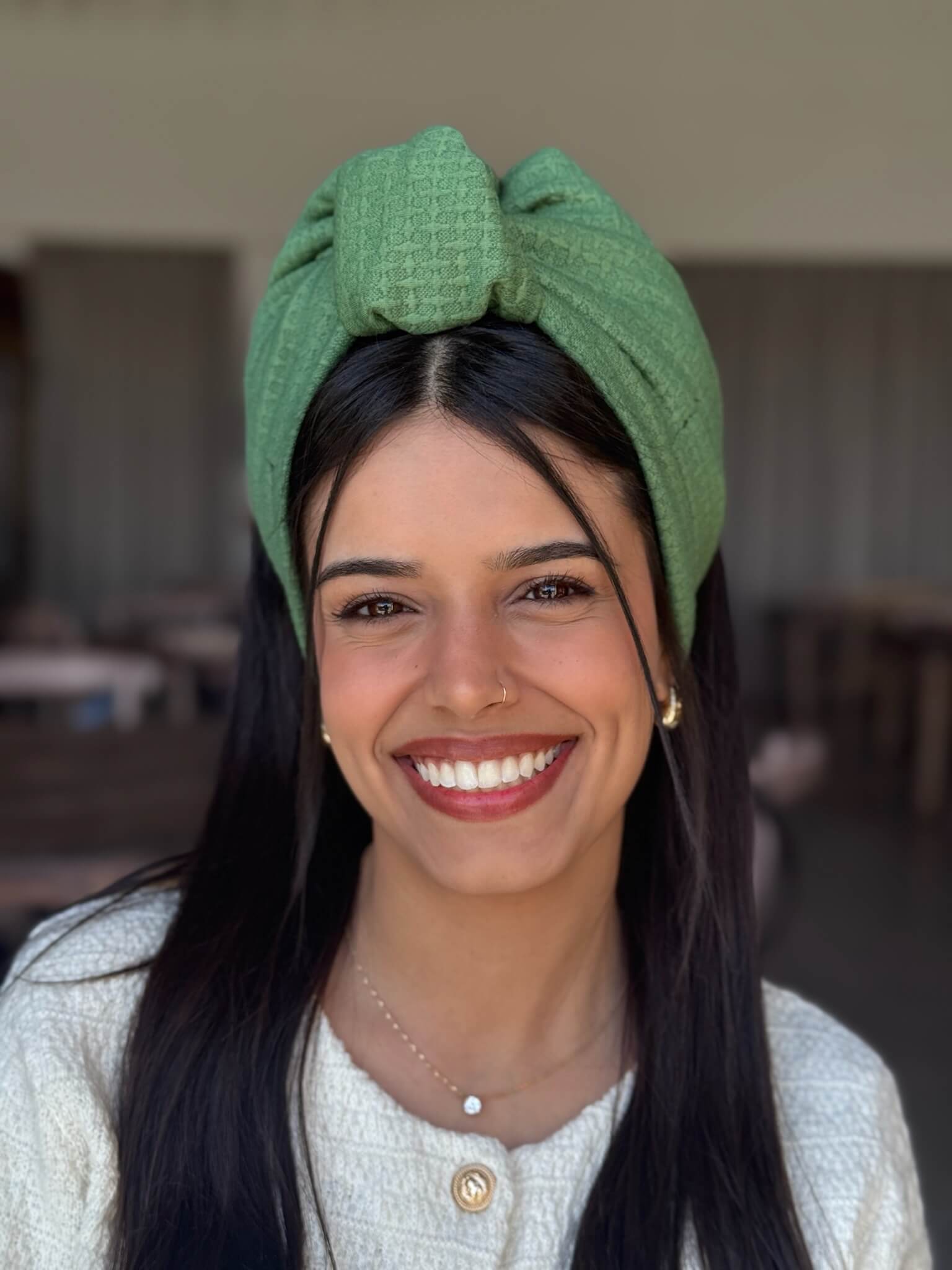 סרט קשירה לשיער בד מיחוד ירוק דשא