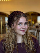 ברט קטיפה צרובה פרחונית חום