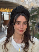 סרט קשירה לשיער בד קומות שחור חלק
