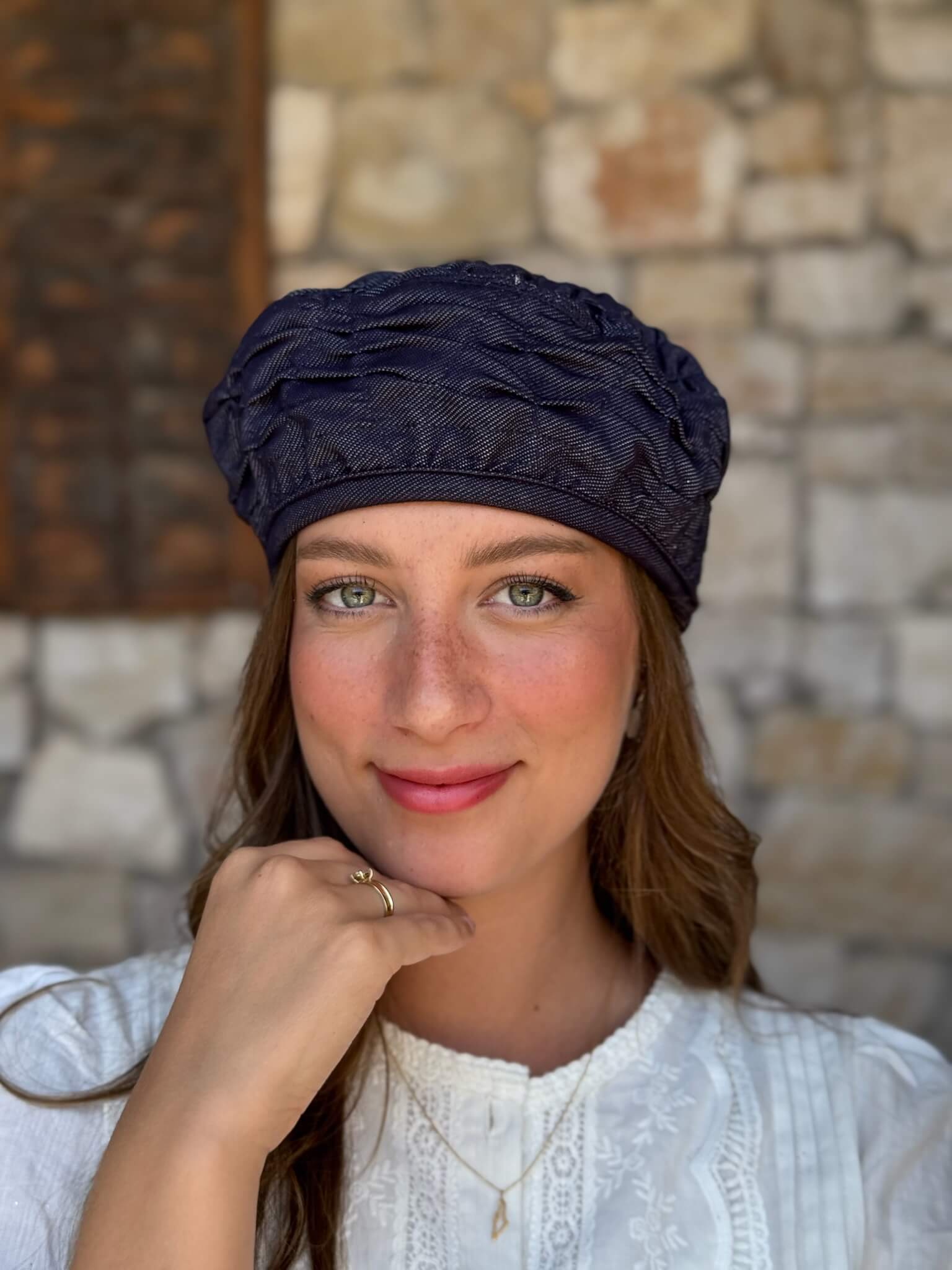 ברט כותנה גינס כחול קלאסי לארג