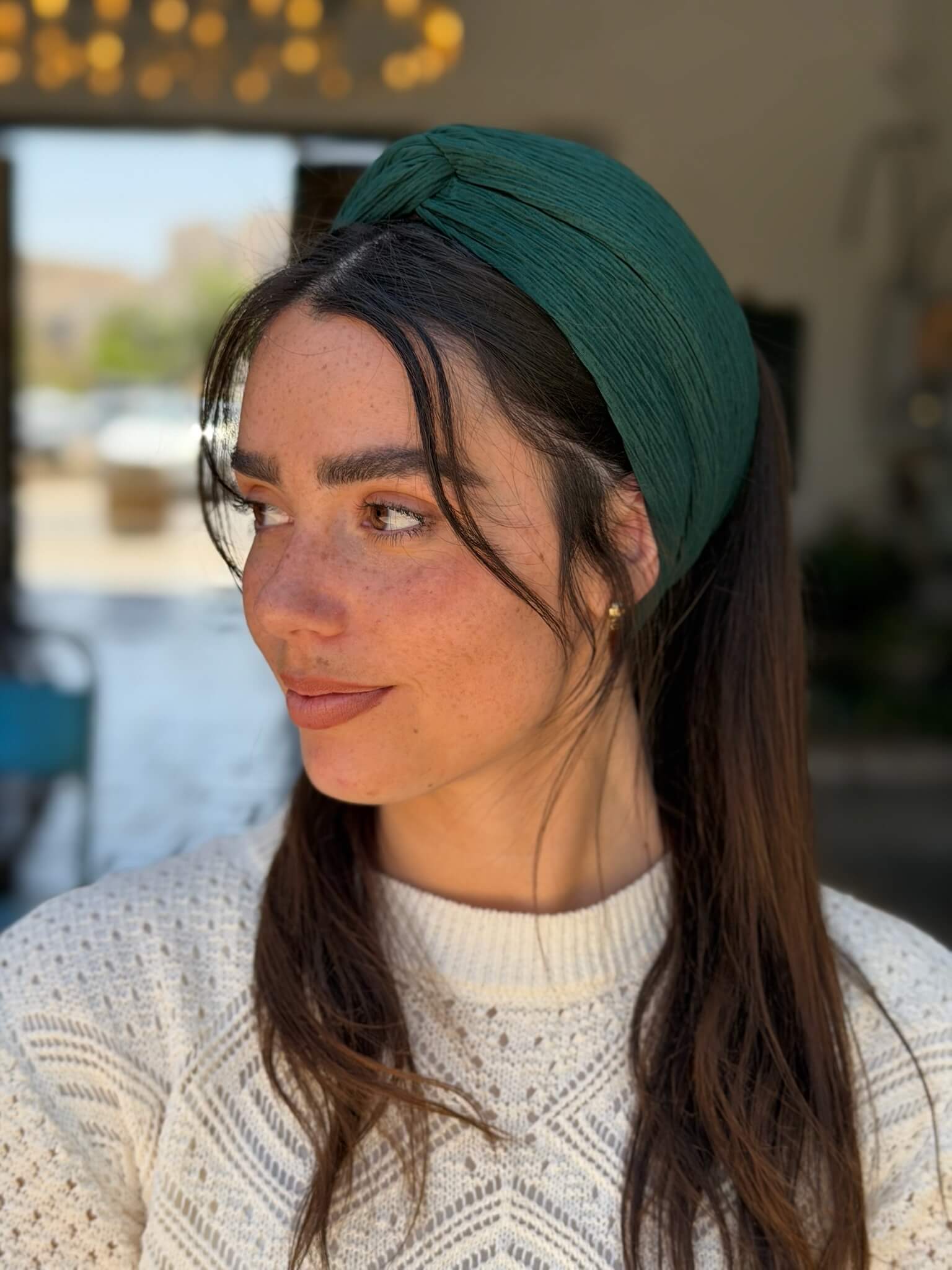מיני טורבן בד מיני פליסה ירוק בקבוק