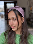 קשת לשיער שיפון לילך פרחוני צבע על צבע