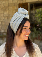 סרט קשירה לשיער מיני פליסה כסוף