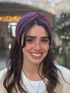 מיני טורבן בד קרושה פרח סגול חציל
