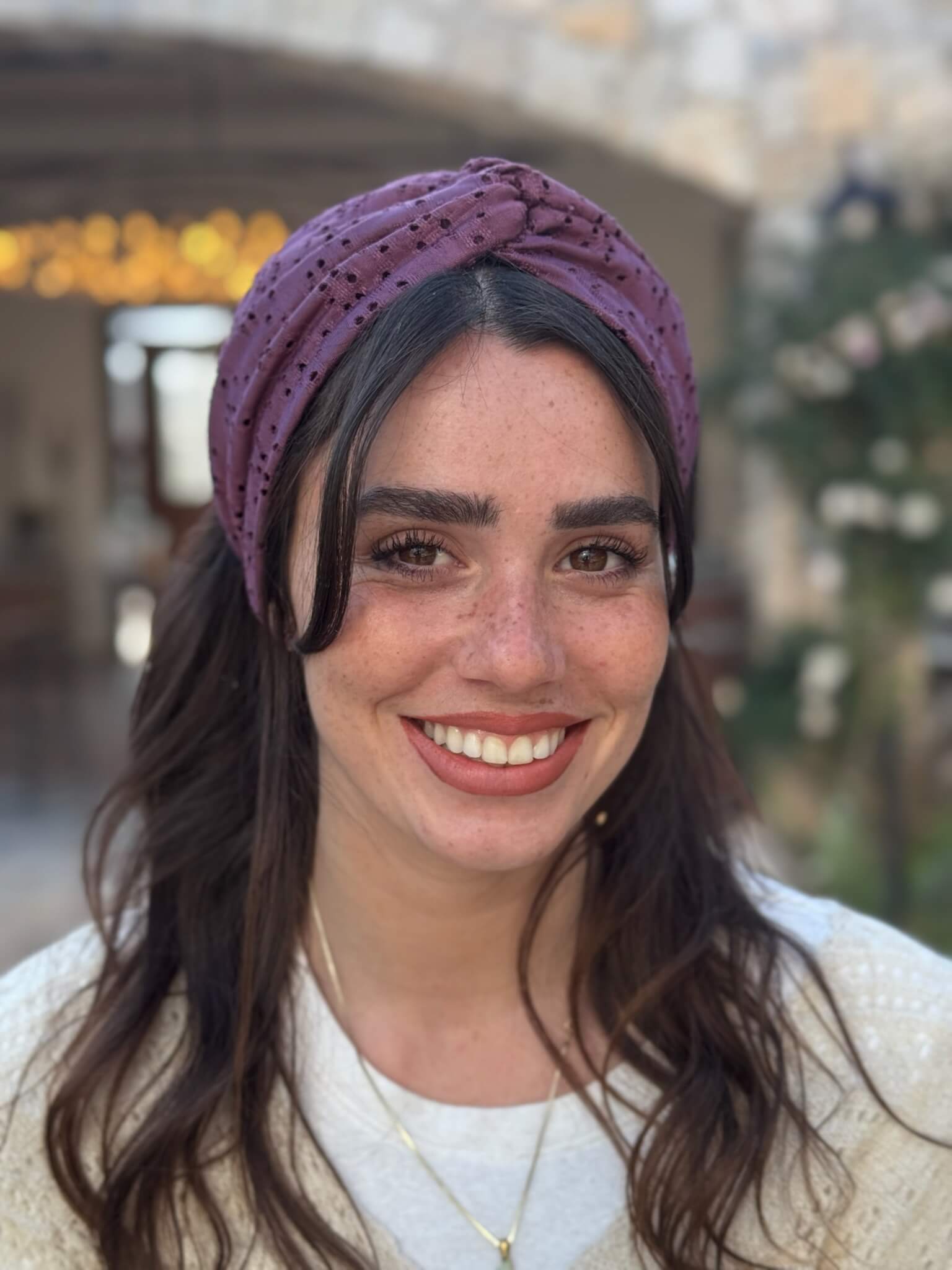 מיני טורבן בד קרושה פרח סגול חציל