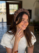 קשת לשיער שיפון מט מוקה חום