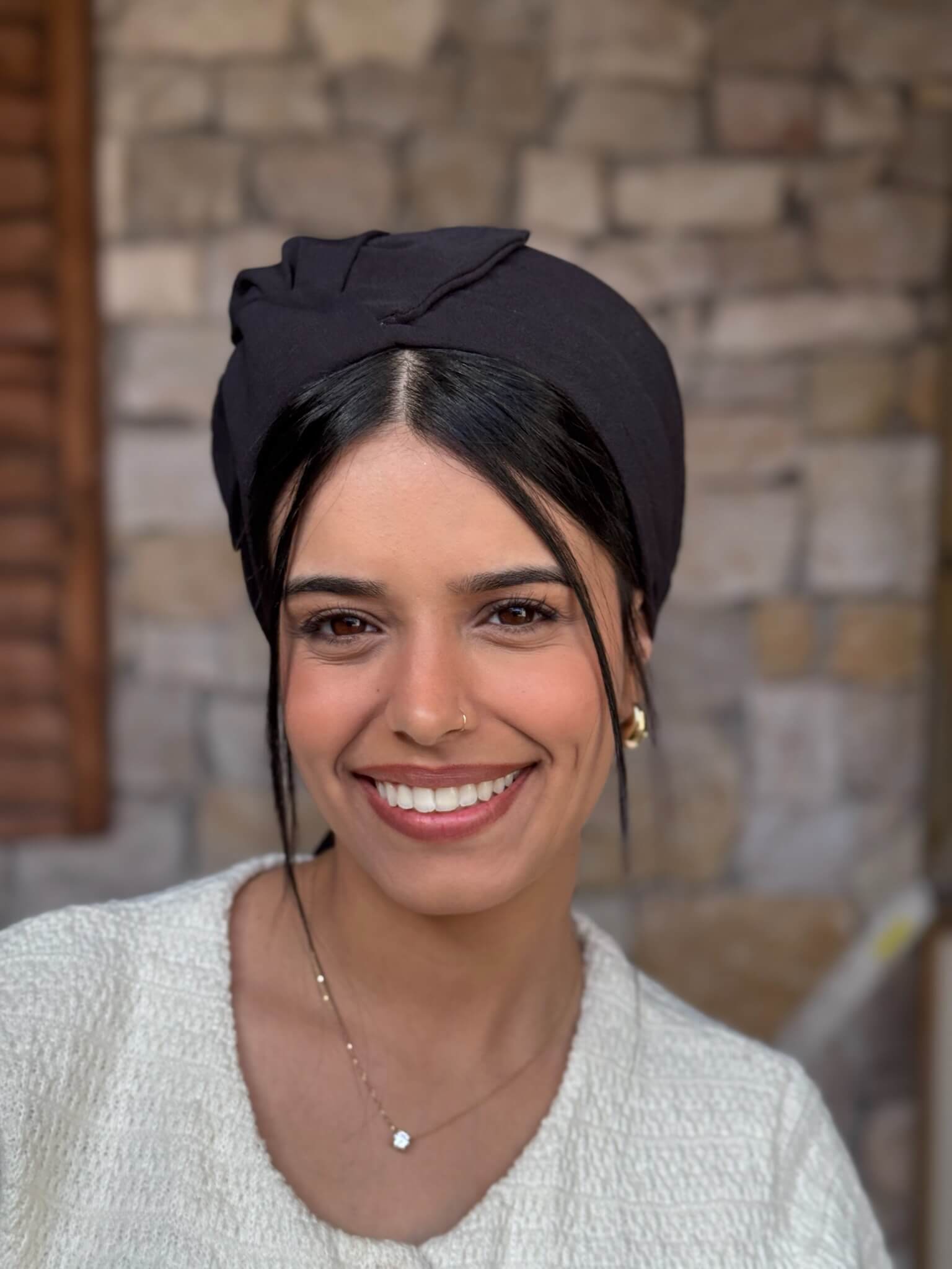 מטפחת ראש שיפון שחור חלק