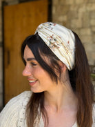 מיני טורבן שיפון פירחוני על בסיס שמנת
