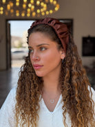 קשת לשיער שיפון חום מבריק