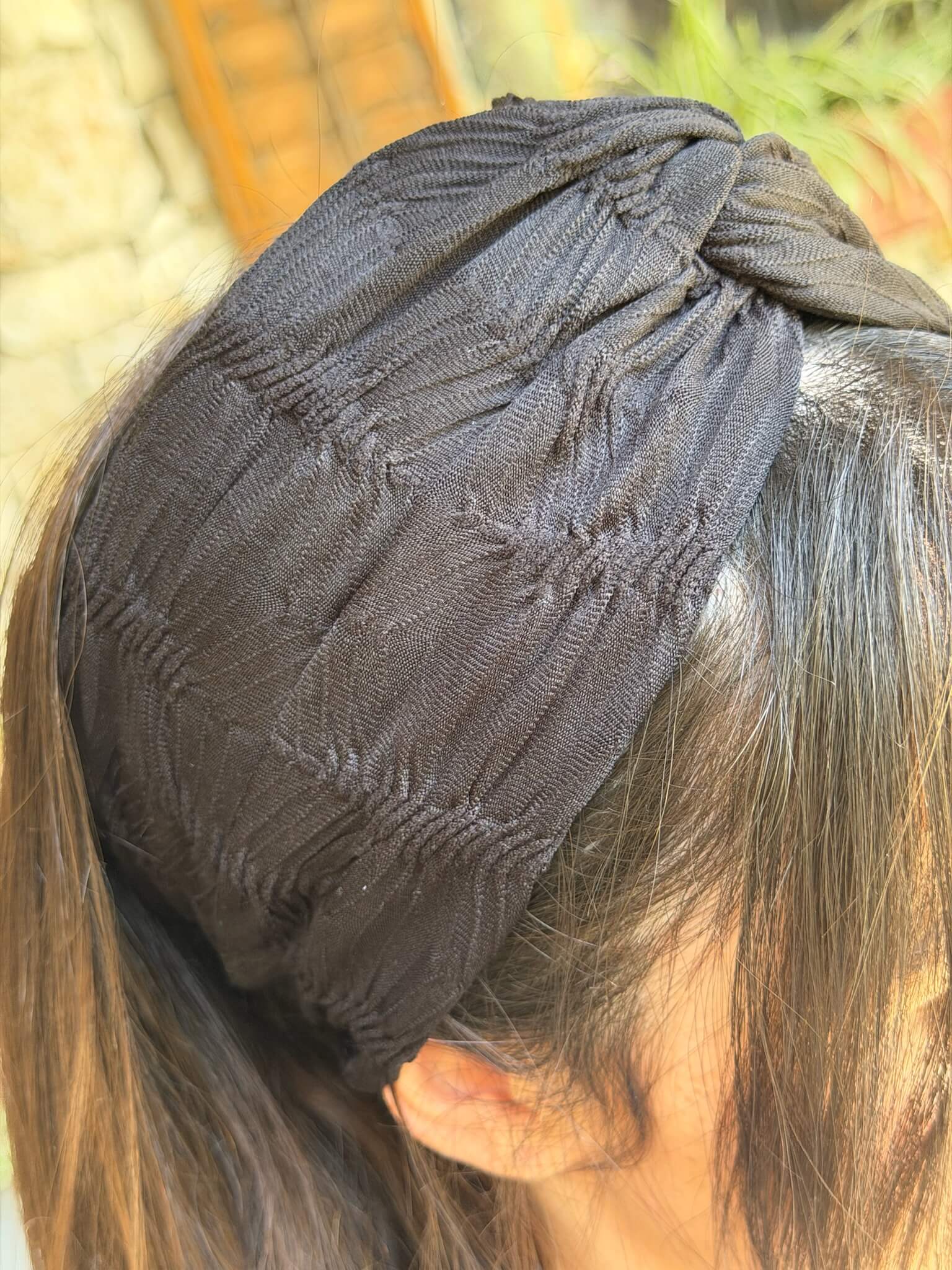 מיני טורבן שחור בד צדפות