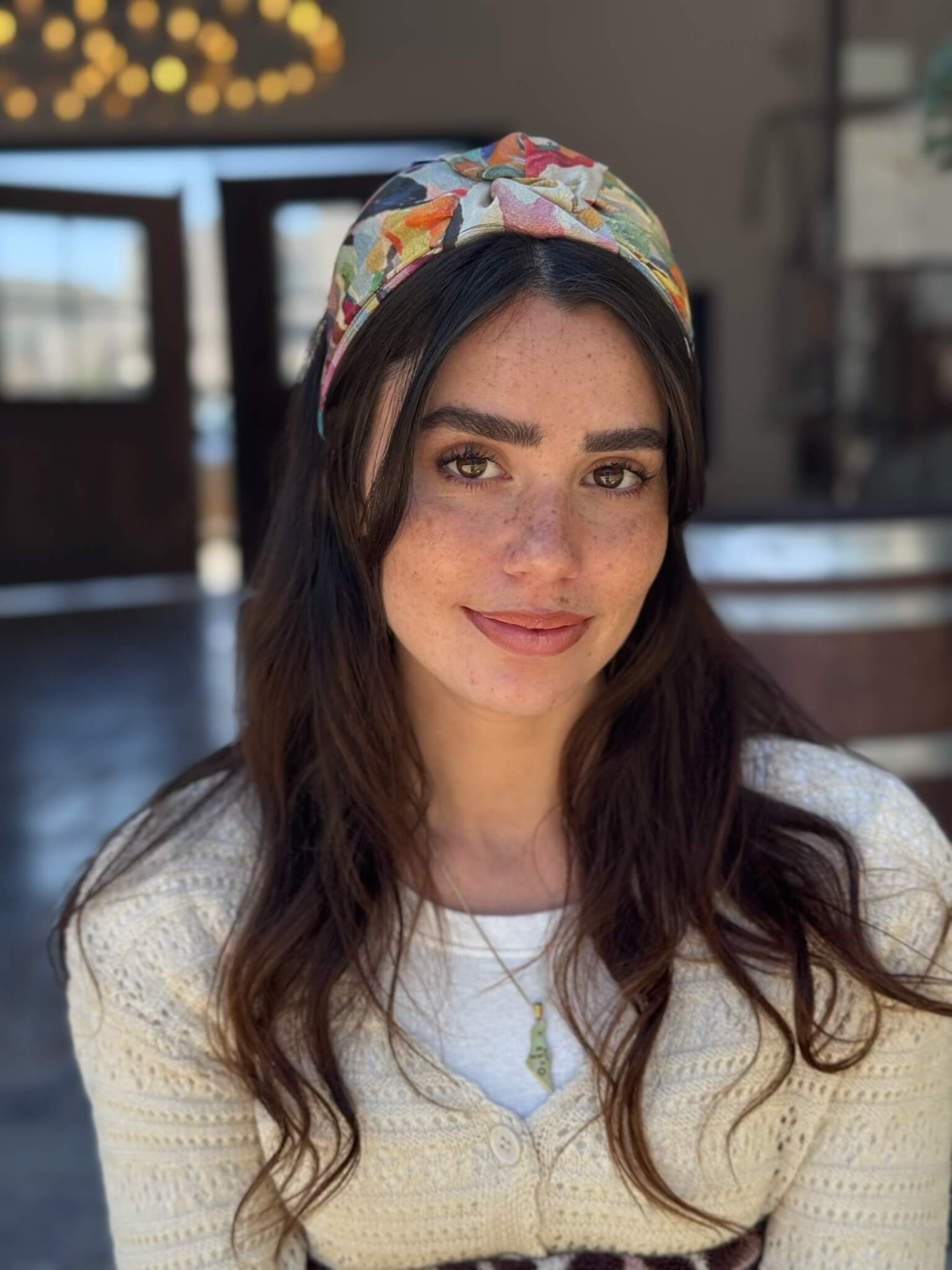 קשת לשיער שיפון ציבעוני מקושקש