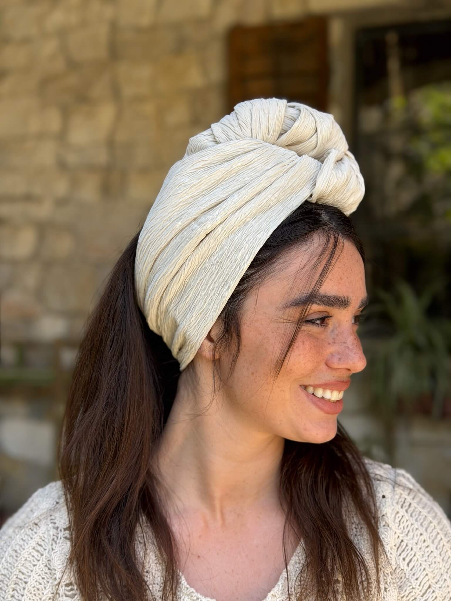 סרט קשירה לשיער מיני פליסה  בז חלב