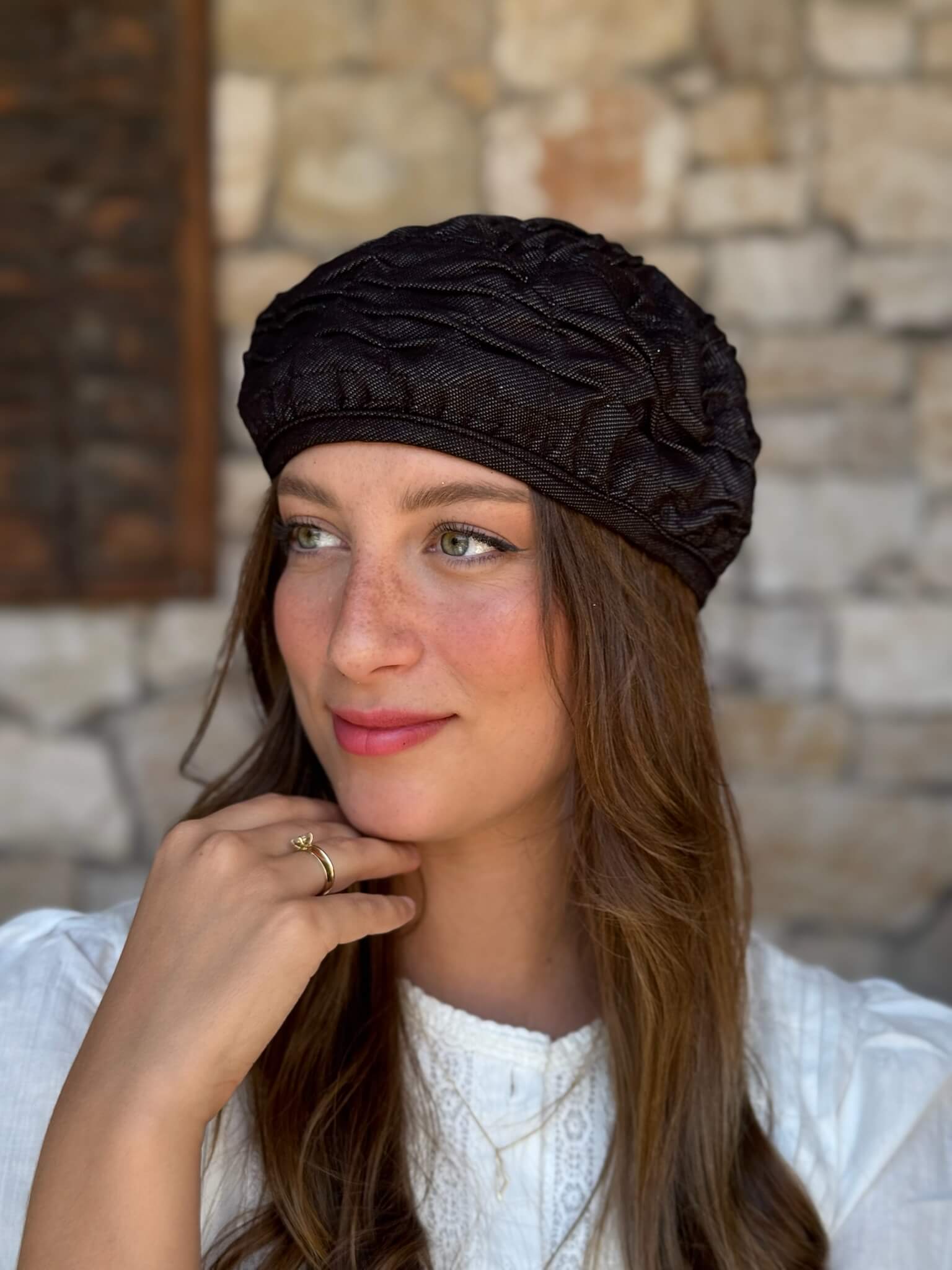 ברט כותנה גינס שחור קלאסי לארג
