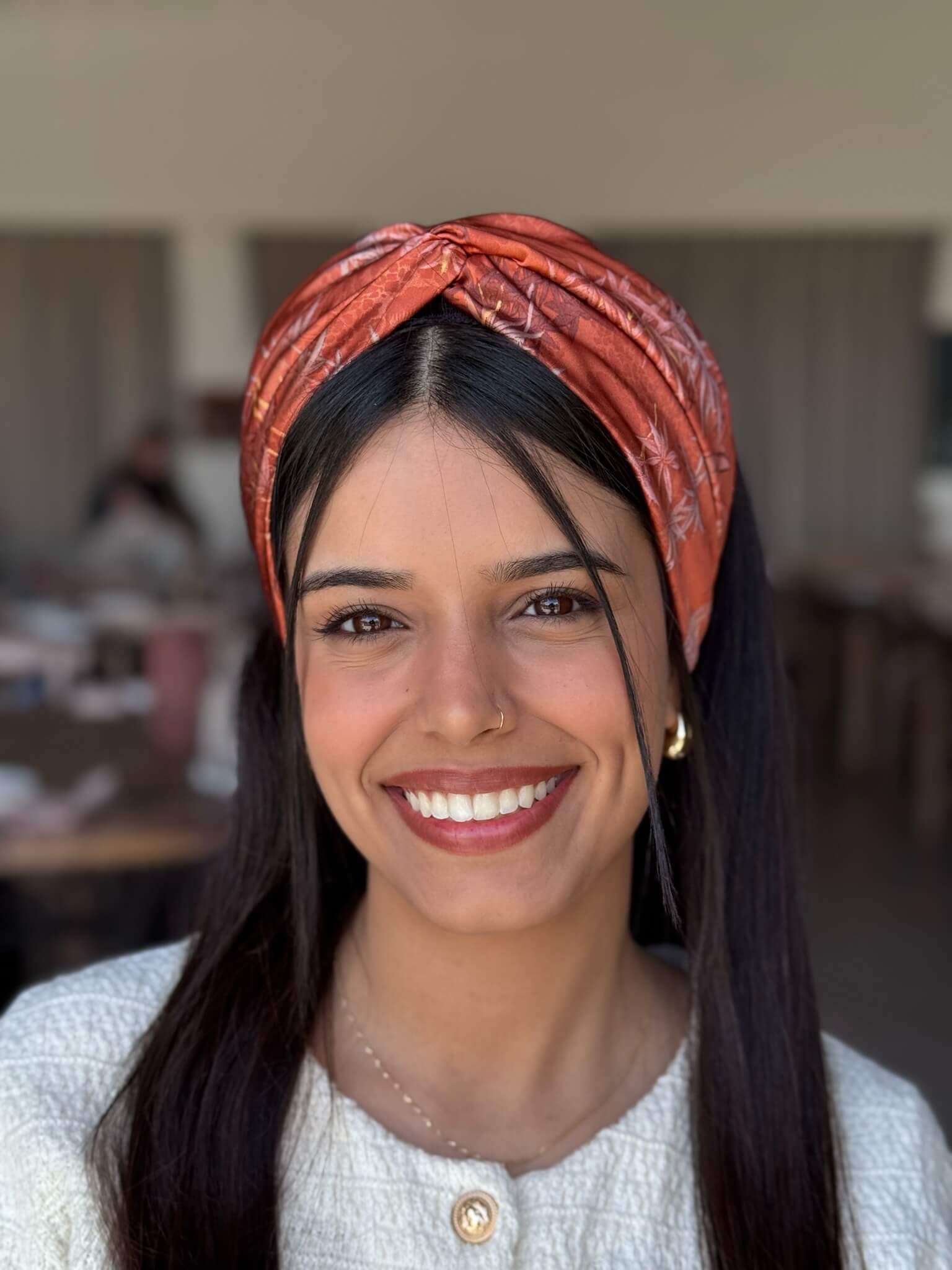 מיני טורבן שיפון חמרה מעושן עם דקלים