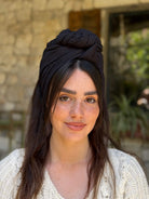 סרט קשירה לשיער בד כוורת שחור