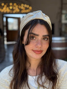 קשת לשיער שיפון חלק מבריק עדין בז חול