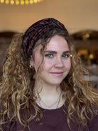 סרט לשיער שיפון מנומר שחור וחום שוקולד