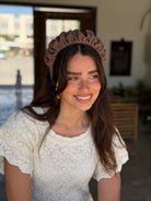 קשת לשיער שיפון מט מוקה חום