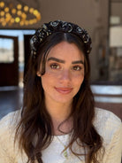 קשת לשיער רקמה שחור זהב