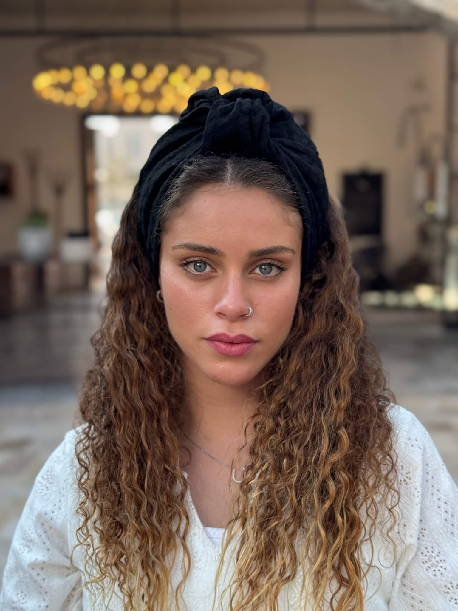 סרט קשירה לשיער בד חלק מעויינים מיוחד שחור