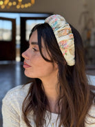 קשת לשיער פירחוני ציבעוני על בסיס פשתן ופייט עדין