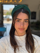 מיני טורבן בד מיני פליסה ירוק בקבוק