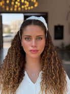 קשת לשיער שיפון לבן חלבי מבריק