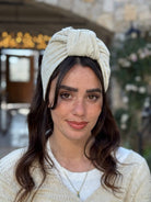סרט קשירה לשיער מיני פליסה שמנת בהיר