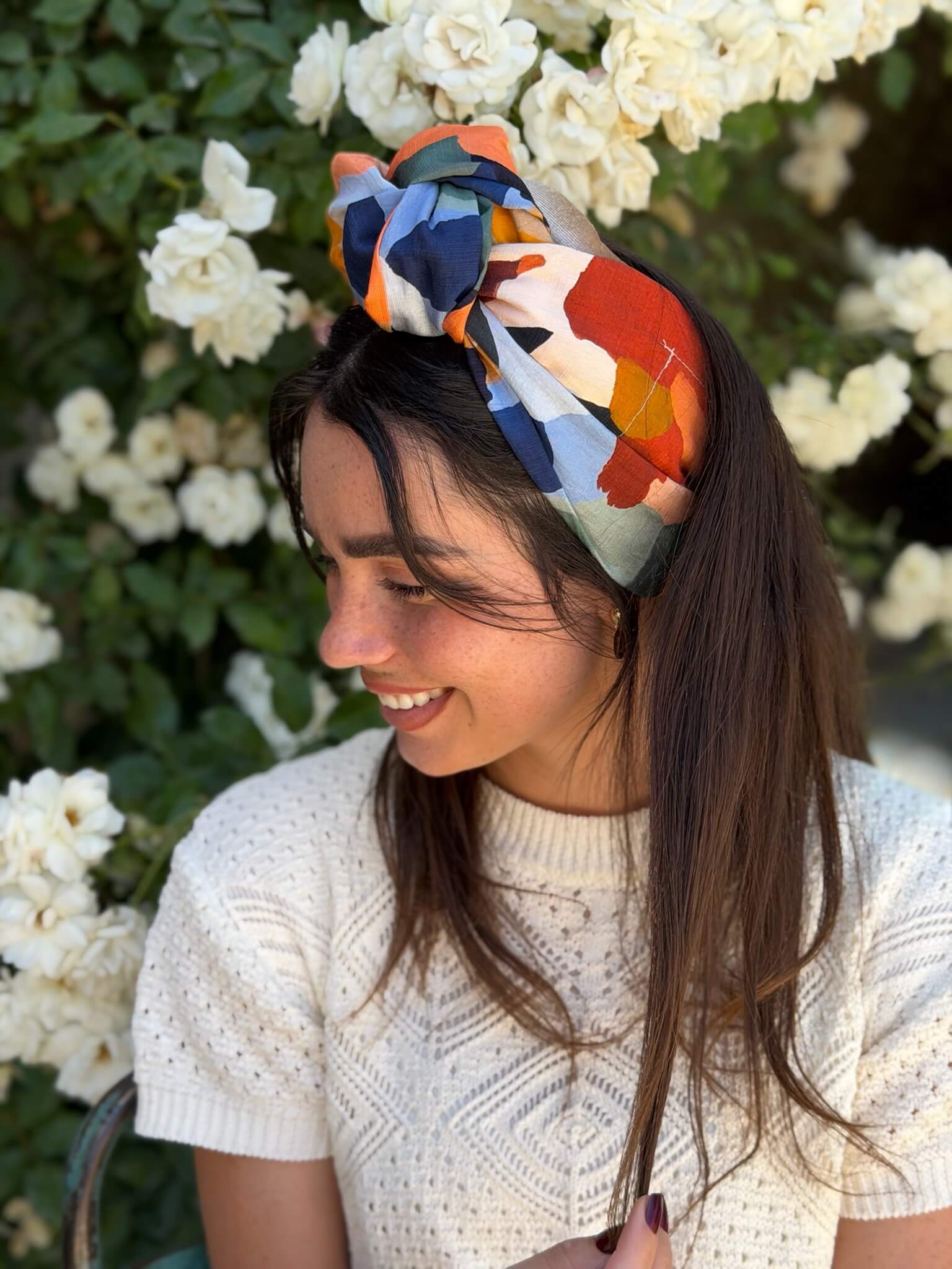 סרט קשירה לשיער דמוי פישתן כחול תכלת ירוק זית חרדל וכתום