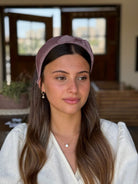קשת לשיער ורוד סגלגל פליסה מנוצנץ