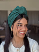 סרט קשירה לשיער ירוק בקבוק פליסה