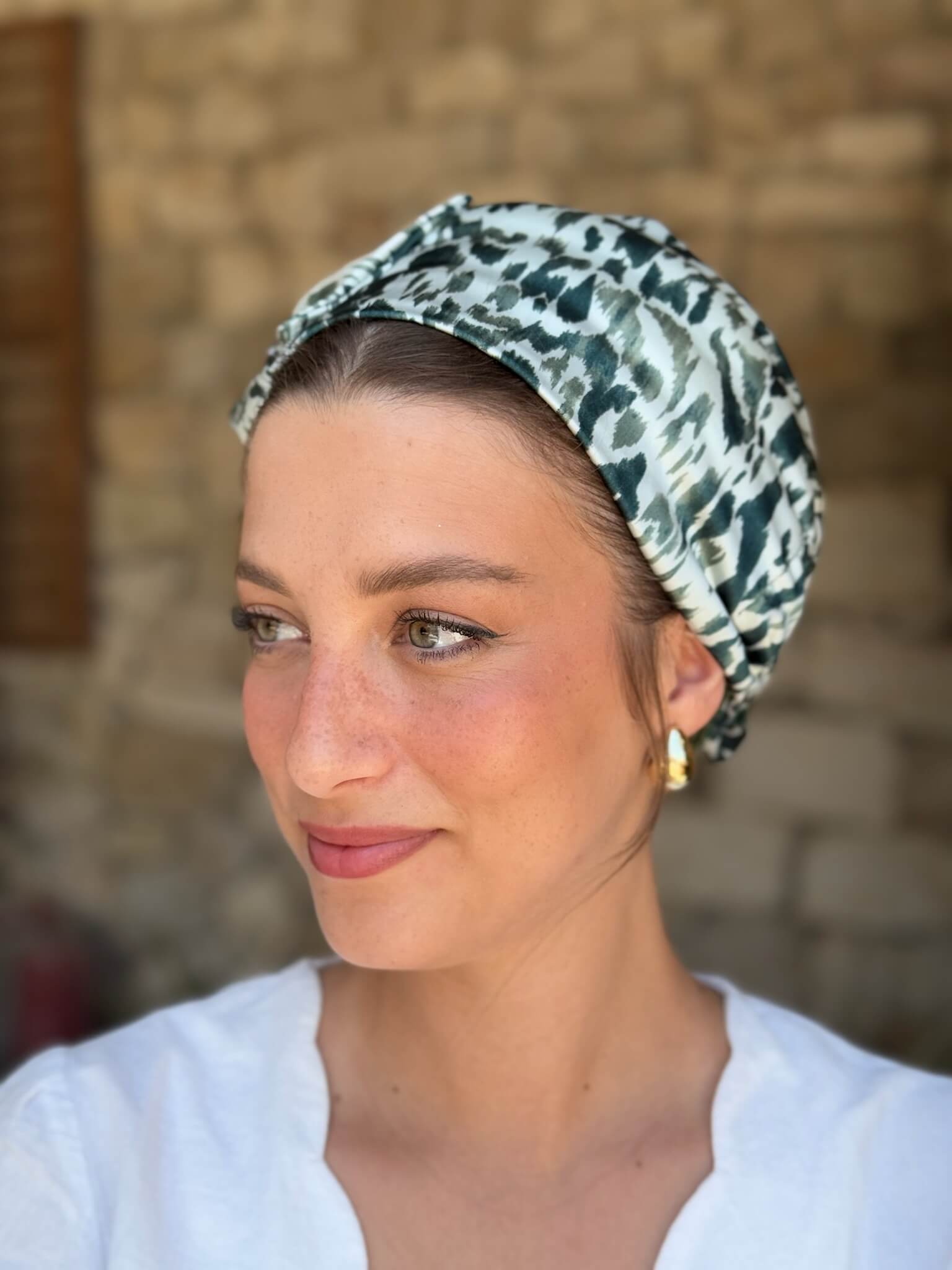 מטפחת ראש שיפון מנומר ירוקים
