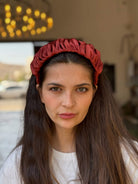 קשת לשיער שיפון חמרה פרחוני צבע על צבע