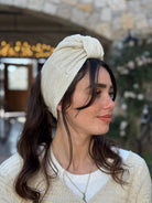 סרט קשירה לשיער מיני פליסה שמנת בהיר