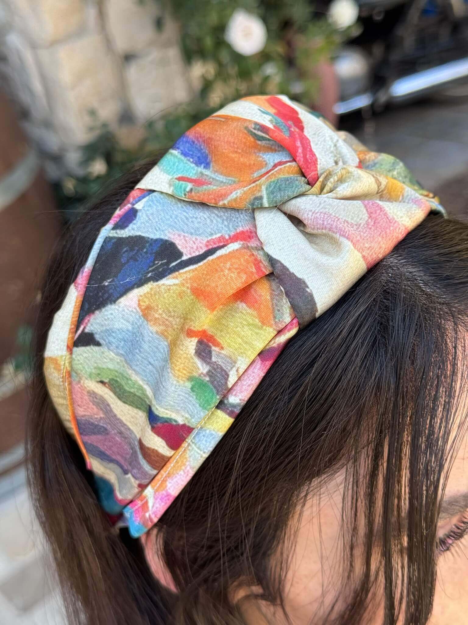 קשת לשיער שיפון ציבעוני מקושקש